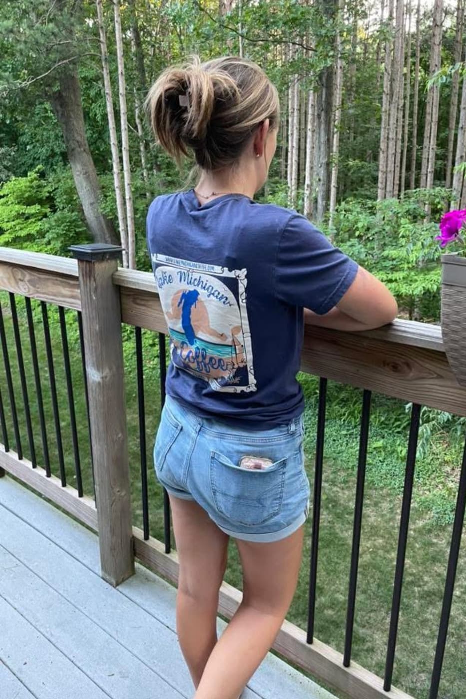 Back of the Lake Michigan Coffee shoreline shirt